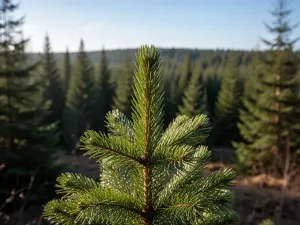 Osoba przygotowuje wniosek o wycinkę drzewa przy biurku, w tle za oknem pojedyncze drzewo w ogrodzie.